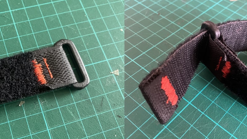 Photos de deux détails de la boucle en velcro