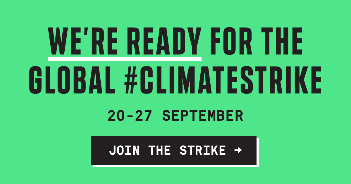 Banni&egrave;re "We're ready for the Global #ClimateStrike"